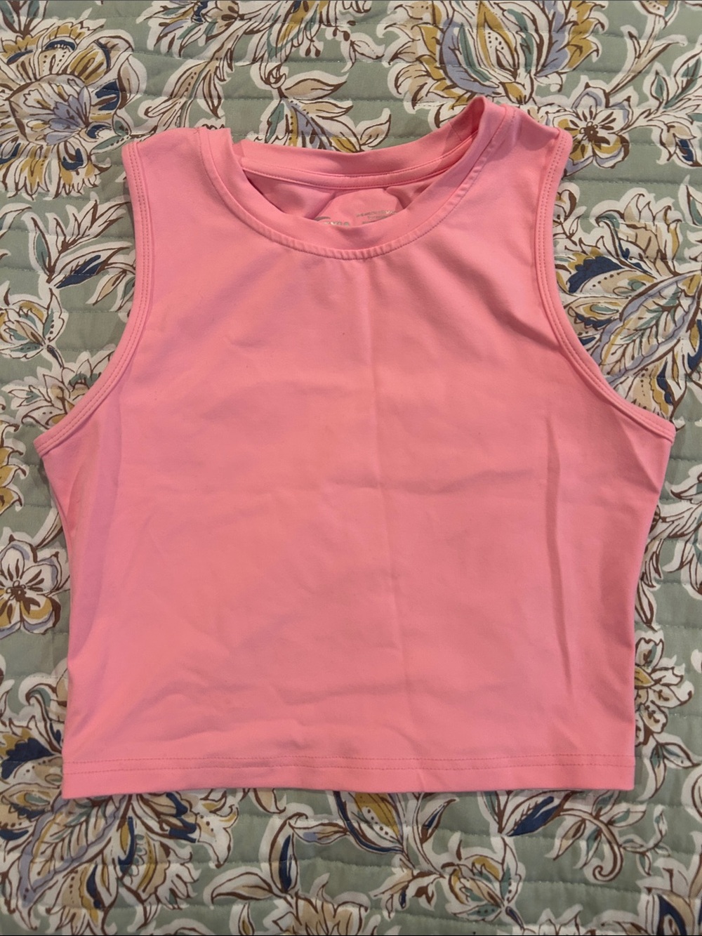 ZYIA Active Cropped Pink Sleeveless Athletic Tank with Crescent Logo